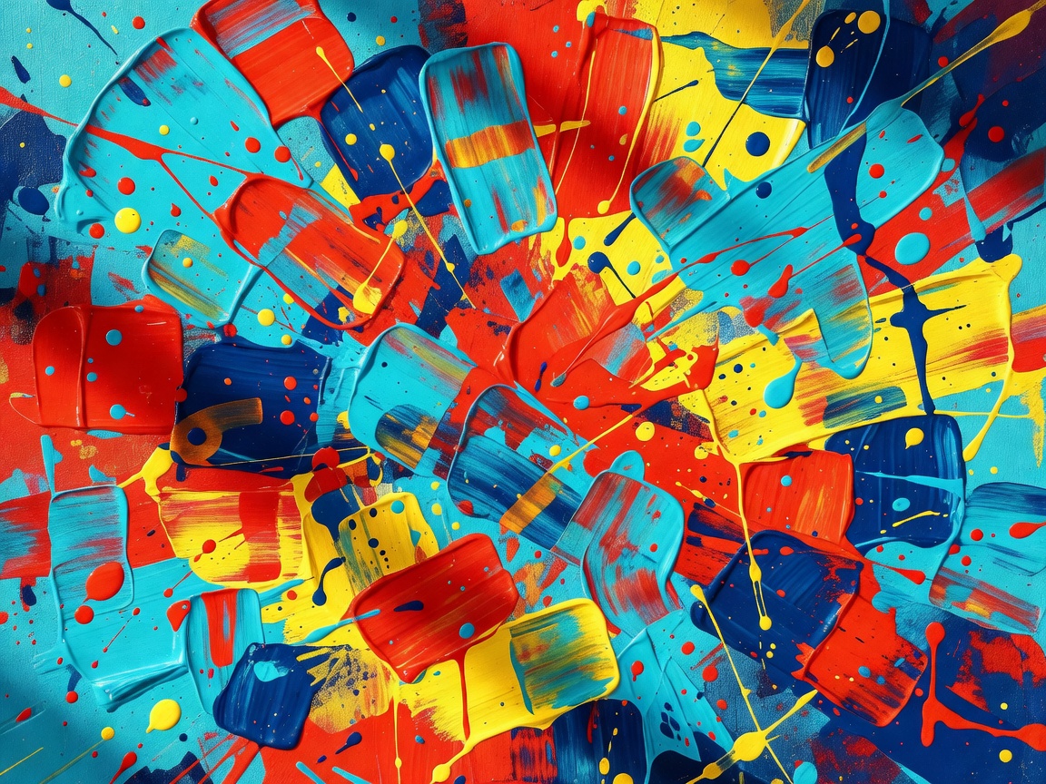 An abstract artwork with bold colours and layered marks, shown as graphic inspiration.